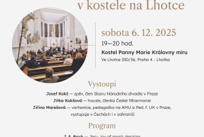 Koncert v kostele na Lhotce sobota 19:00hod, 6.12. 2025