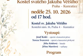 Koncert Josefa Kokše v Kostele svatého Jakuba Většího, neděle 25.10. 2026 od 17:00 hod.