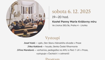 Koncert v kostele na Lhotce sobota 19:00hod, 6.12. 2025 Koncert v kostele na Lhotce sobota 19:00hod, 6.12. 2025